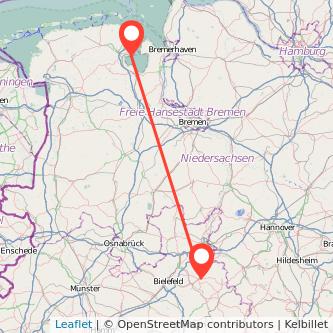 Wilhelmshaven Lemgo Mitfahrgelegenheit Karte