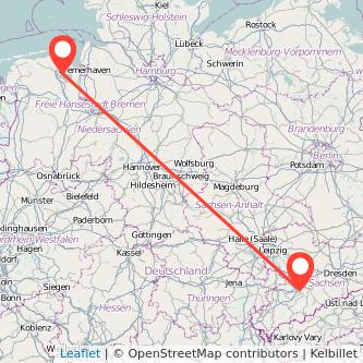 Wilhelmshaven Chemnitz Mitfahrgelegenheit Karte