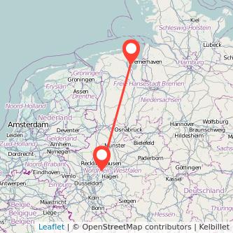 Wilhelmshaven Bochum Mitfahrgelegenheit Karte