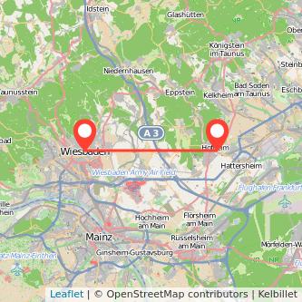 Wiesbaden Hofheim am Taunus Mitfahrgelegenheit Karte
