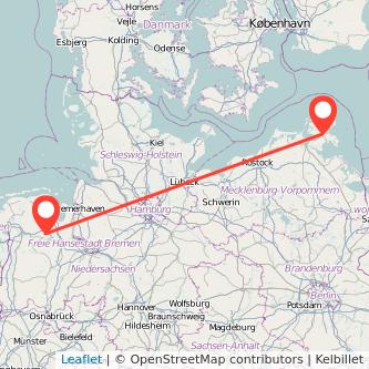 Westerstede Bergen auf Rügen Bahn Karte