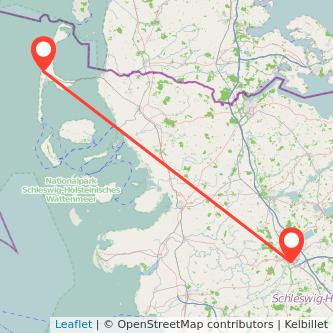 Westerland Rendsburg Bahn Karte