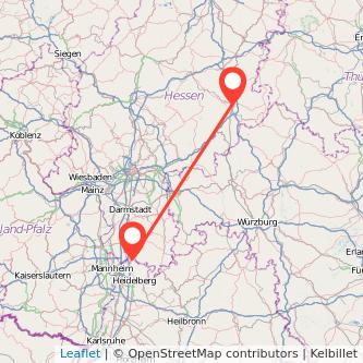 Weinheim Fulda Mitfahrgelegenheit Karte