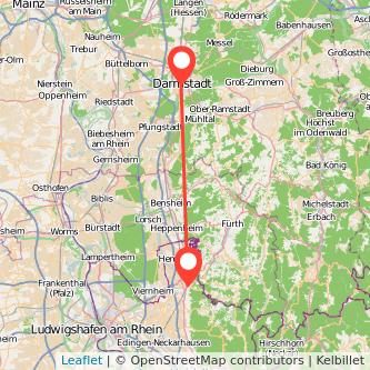 Weinheim Darmstadt Mitfahrgelegenheit Karte