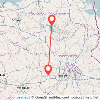 Waren Brandenburg an der Havel Bahn Karte
