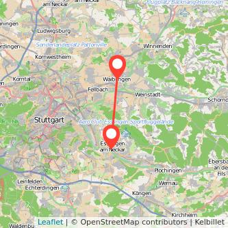 Waiblingen Esslingen Mitfahrgelegenheit Karte