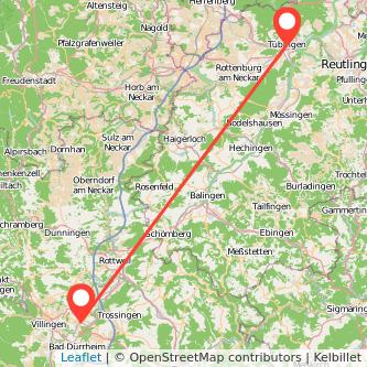 Villingen Tübingen Mitfahrgelegenheit Karte