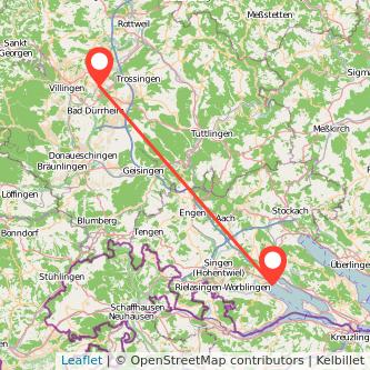 Villingen Radolfzell am Bodensee Mitfahrgelegenheit Karte
