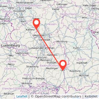 Ulm Limburg Mitfahrgelegenheit Karte