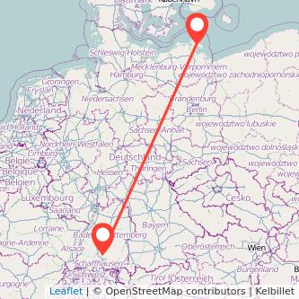 Tuttlingen Bergen auf Rügen Bahn Karte