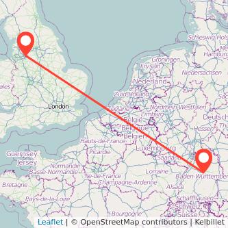 Stuttgart Manchester bus map