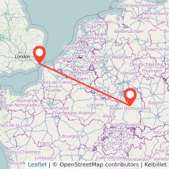 Stuttgart Dover train map