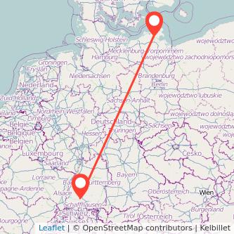 Stralsund Donaueschingen Bahn Karte