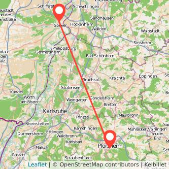Speyer Pforzheim Mitfahrgelegenheit Karte