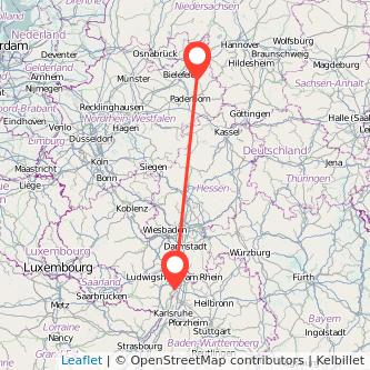Speyer Detmold Mitfahrgelegenheit Karte