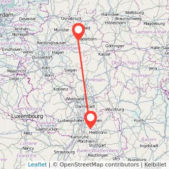 Sinsheim Lippstadt Mitfahrgelegenheit Karte