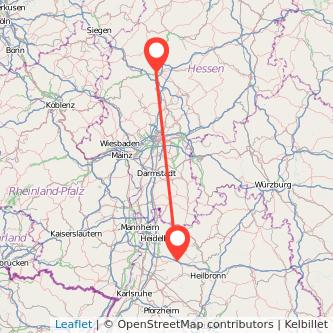 Sinsheim Gießen Mitfahrgelegenheit Karte