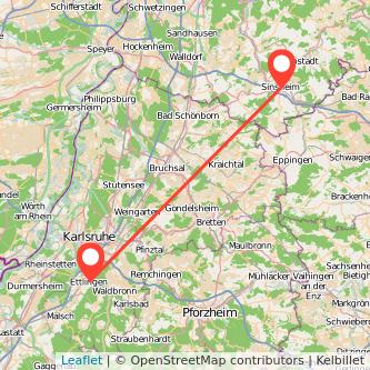 Sinsheim Ettlingen Mitfahrgelegenheit Karte