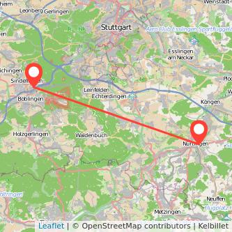 Sindelfingen Nürtingen Mitfahrgelegenheit Karte