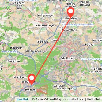 Sindelfingen Ludwigsburg Mitfahrgelegenheit Karte