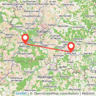 Sindelfingen Kirchheim unter Teck Mitfahrgelegenheit Karte