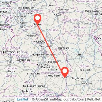 Siegen Ulm Mitfahrgelegenheit Karte