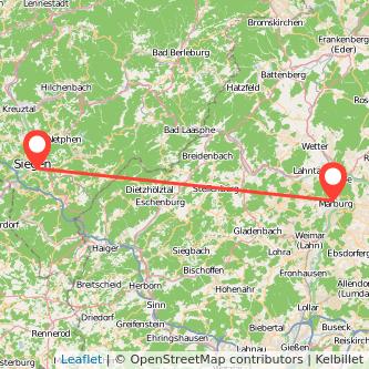 Siegen Marburg Mitfahrgelegenheit Karte