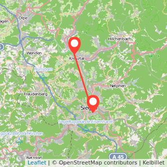 Siegen Kreuztal Mitfahrgelegenheit Karte