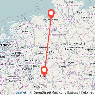 Siegen Bremerhaven Mitfahrgelegenheit Karte