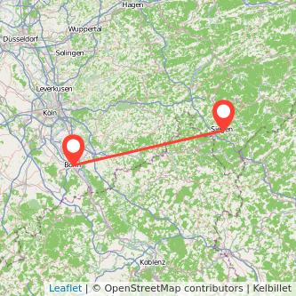 Siegen Bonn Mitfahrgelegenheit Karte