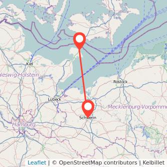 Schwerin Puttgarden Bahn Karte