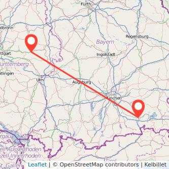 Schwäbisch Gmünd Rosenheim Bahn Karte