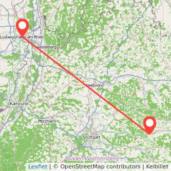 Schwäbisch Gmünd Ludwigshafen Bahn Karte