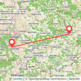 Schwäbisch Gmünd Leinfelden-Echterdingen Mitfahrgelegenheit Karte