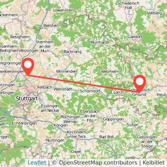 Schwäbisch Gmünd Kornwestheim Mitfahrgelegenheit Karte