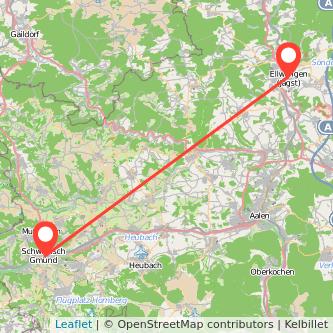 Schwäbisch Gmünd Ellwangen Bahn Karte