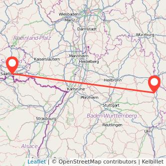 Saarbrücken Ellwangen Bahn Karte