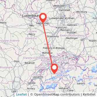 Saarbrücken Interlaken Bahn Karte