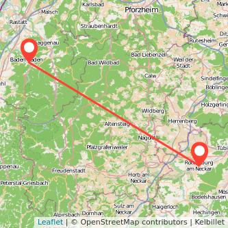 Rottenburg Baden-Baden Mitfahrgelegenheit Karte