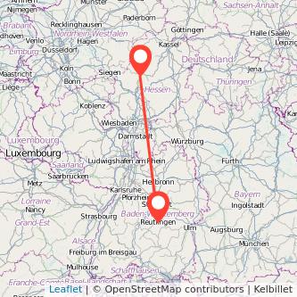 Reutlingen Marburg Mitfahrgelegenheit Karte