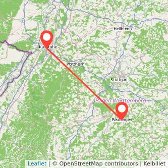 Reutlingen Karlsruhe Mitfahrgelegenheit Karte