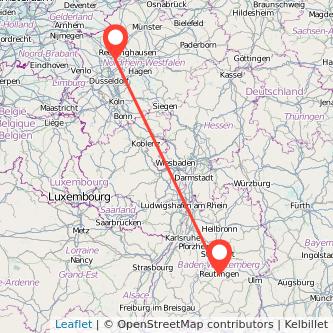 Reutlingen Bottrop Mitfahrgelegenheit Karte