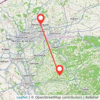 Recklinghausen Gummersbach Mitfahrgelegenheit Karte