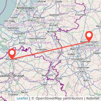 Recklinghausen Antwerpen Bahn Karte