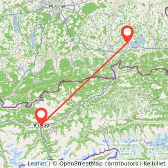 Innsbruck Prien am Chiemsee Bahn Karte