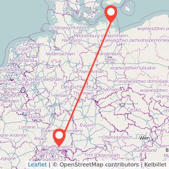 Radolfzell am Bodensee Bergen auf Rügen Bahn Karte