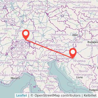 Radolfzell am Bodensee Zagreb Mitfahrgelegenheit Karte