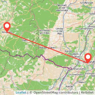Pirmasens Karlsruhe Mitfahrgelegenheit Karte