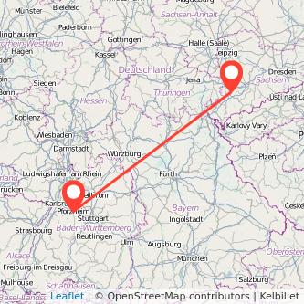 Pforzheim Zwickau Mitfahrgelegenheit Karte