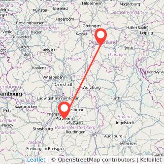 Pforzheim Eisenach Mitfahrgelegenheit Karte